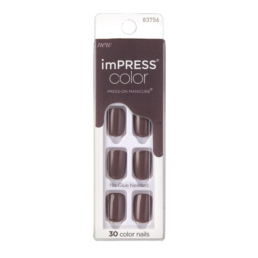 Kit uñas artificiales Impress color café 30un