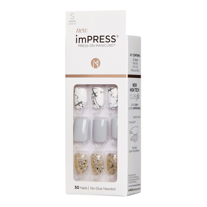 Set de uñas Kiss Gris 30un