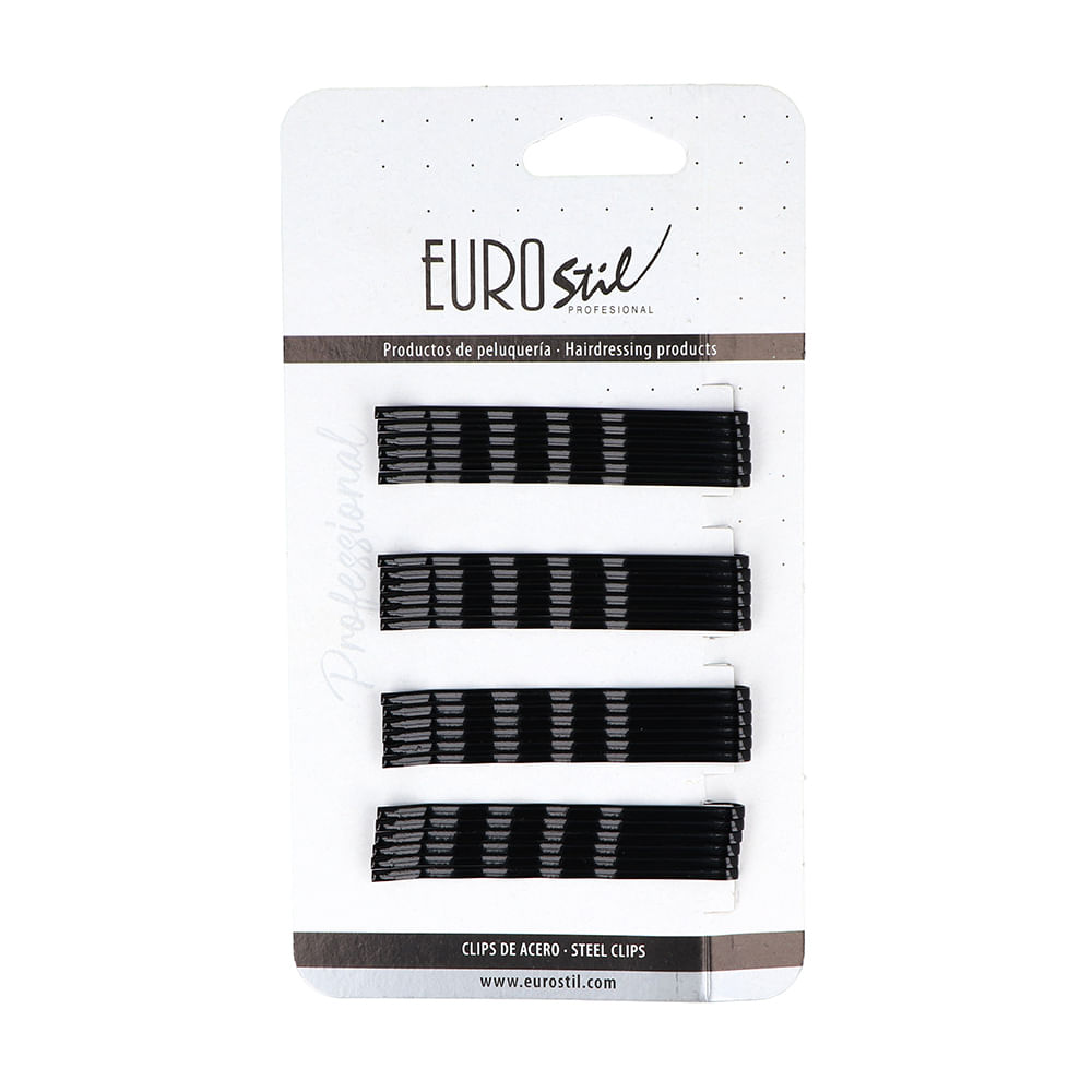 Pinche Euro 1611/50 Ondina Negro Grande 24Un Set clip metálico Eurostil 24un