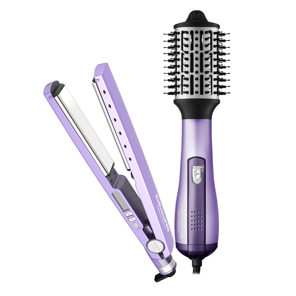 Kit Plancha Y Cepillo Secador Babylisspro Lavanda